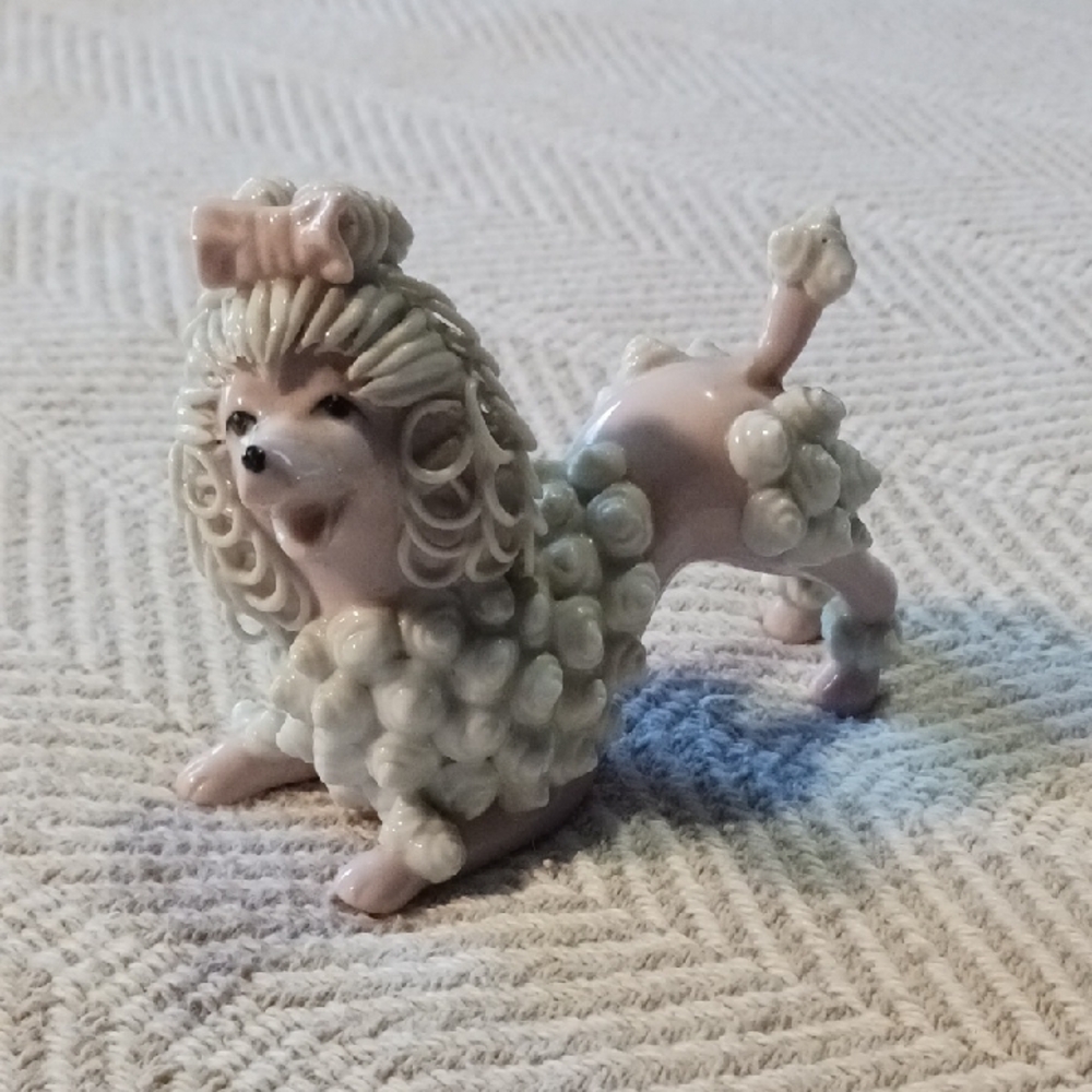 Elegant Pink and White Poodle Figurine